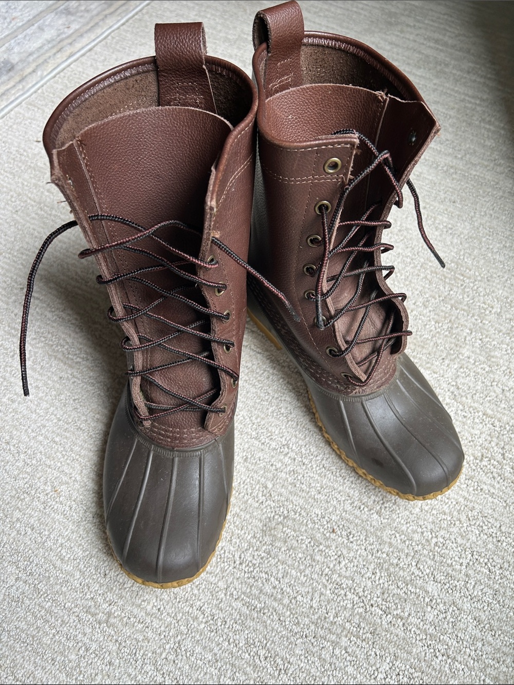 L.L. Bean Dark Brown Leather and Rubber Duck Boots